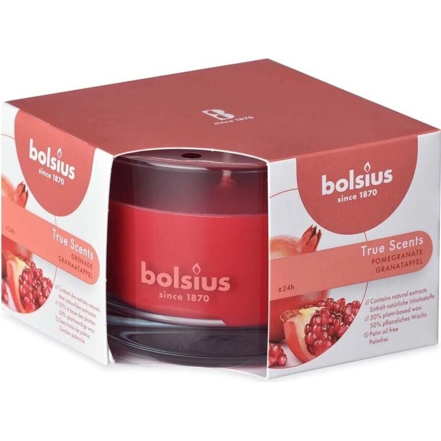 Bolsius Aromatic 2.0 Glass Bottle 90x63mm Pomegranate, scented candle 1×1 pc, scented candle