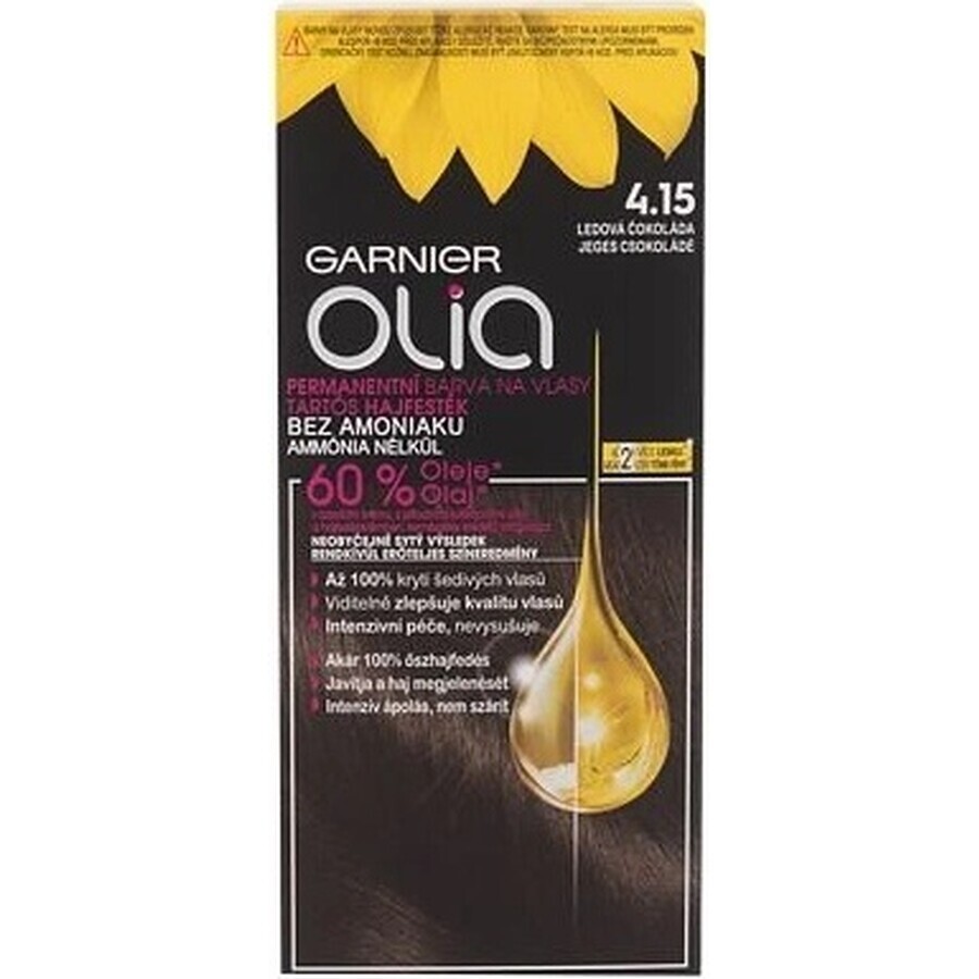 Garnier Olia Permanente Haarfarbe 4.15 Ice Chocolate 1×1 Set, permanente Haarfarbe