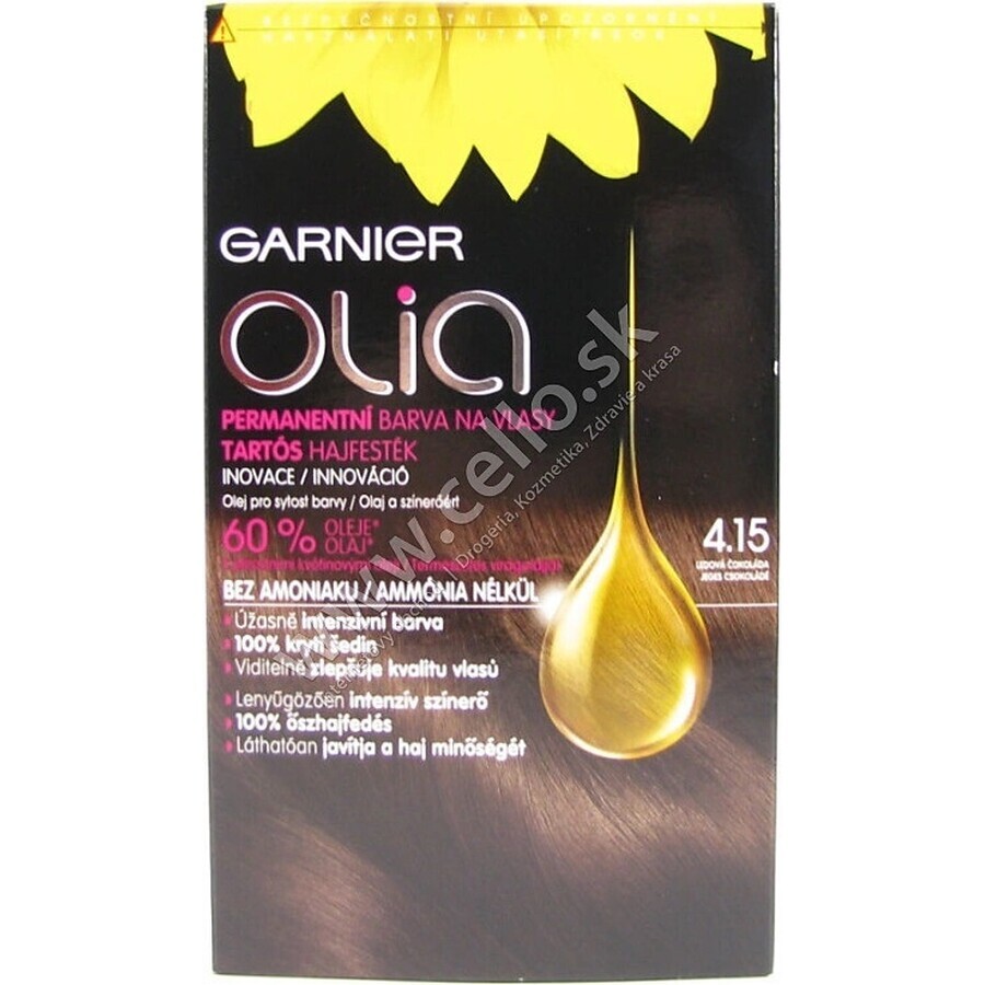 Garnier Olia Permanente Haarfarbe 4.15 Ice Chocolate 1×1 Set, permanente Haarfarbe