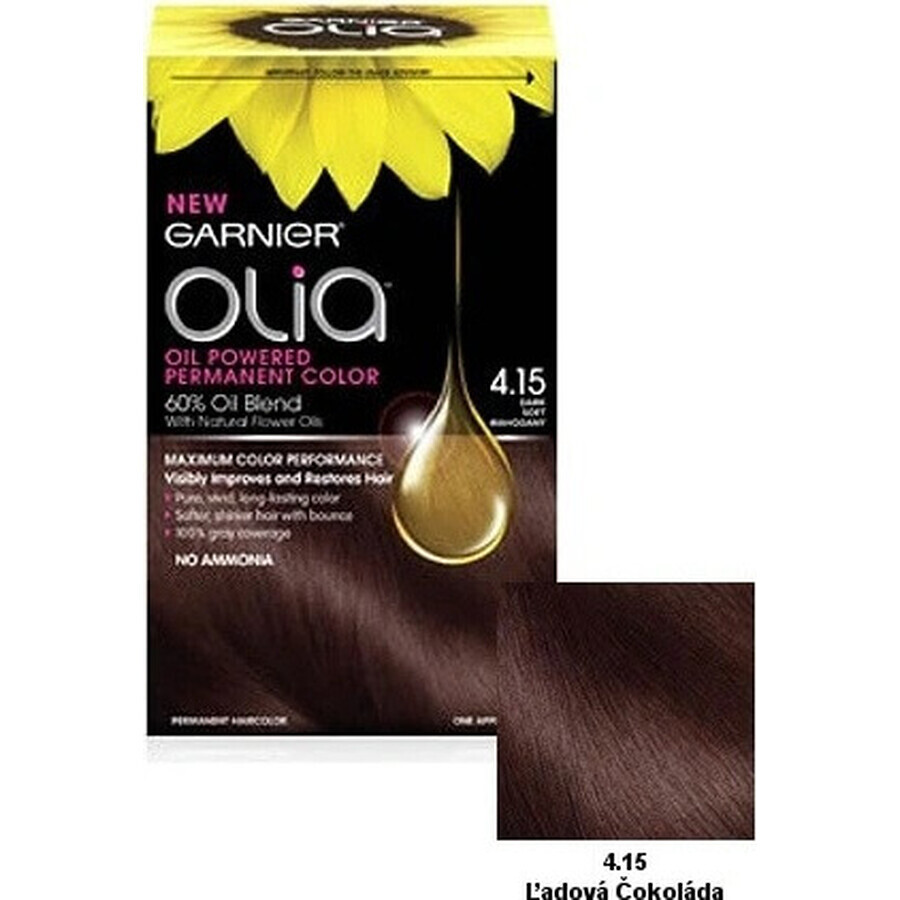 Garnier Olia Permanente Haarfarbe 4.15 Ice Chocolate 1×1 Set, permanente Haarfarbe