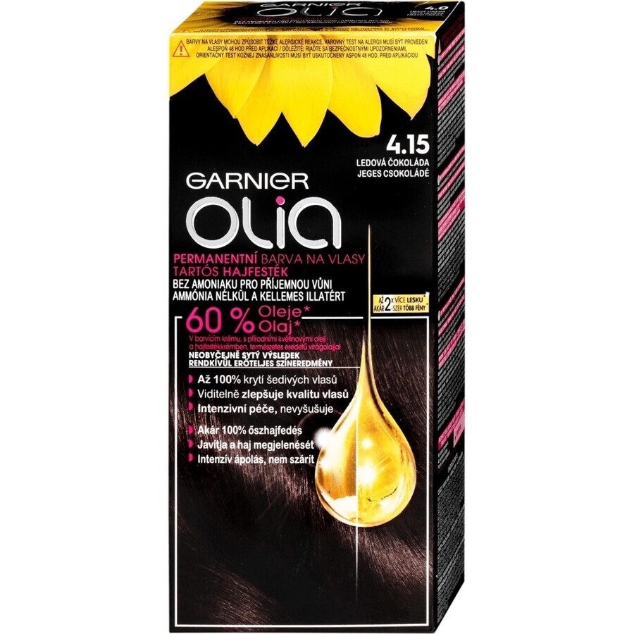 Garnier Olia Permanente Haarfarbe 4.15 Ice Chocolate 1×1 Set, permanente Haarfarbe