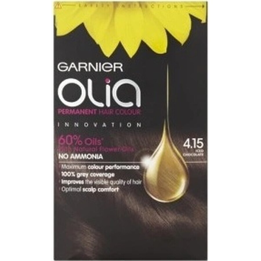 Garnier Olia Permanente Haarfarbe 4.15 Ice Chocolate 1×1 Set, permanente Haarfarbe