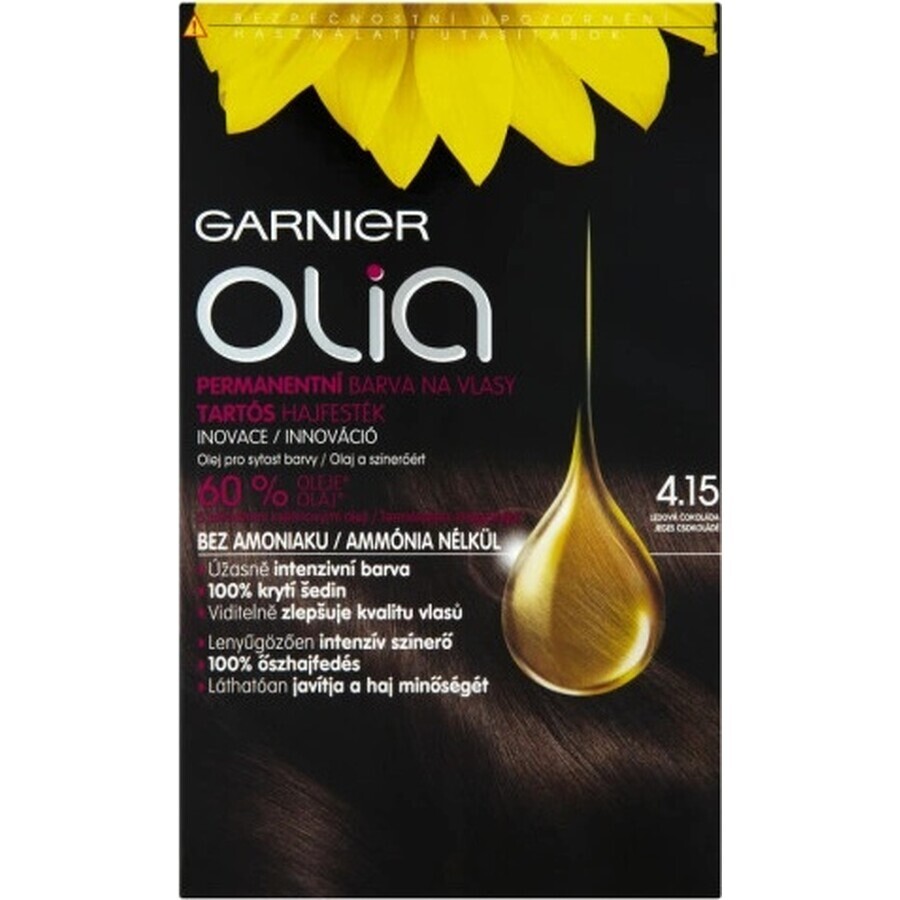 Garnier Olia Permanente Haarfarbe 4.15 Ice Chocolate 1×1 Set, permanente Haarfarbe