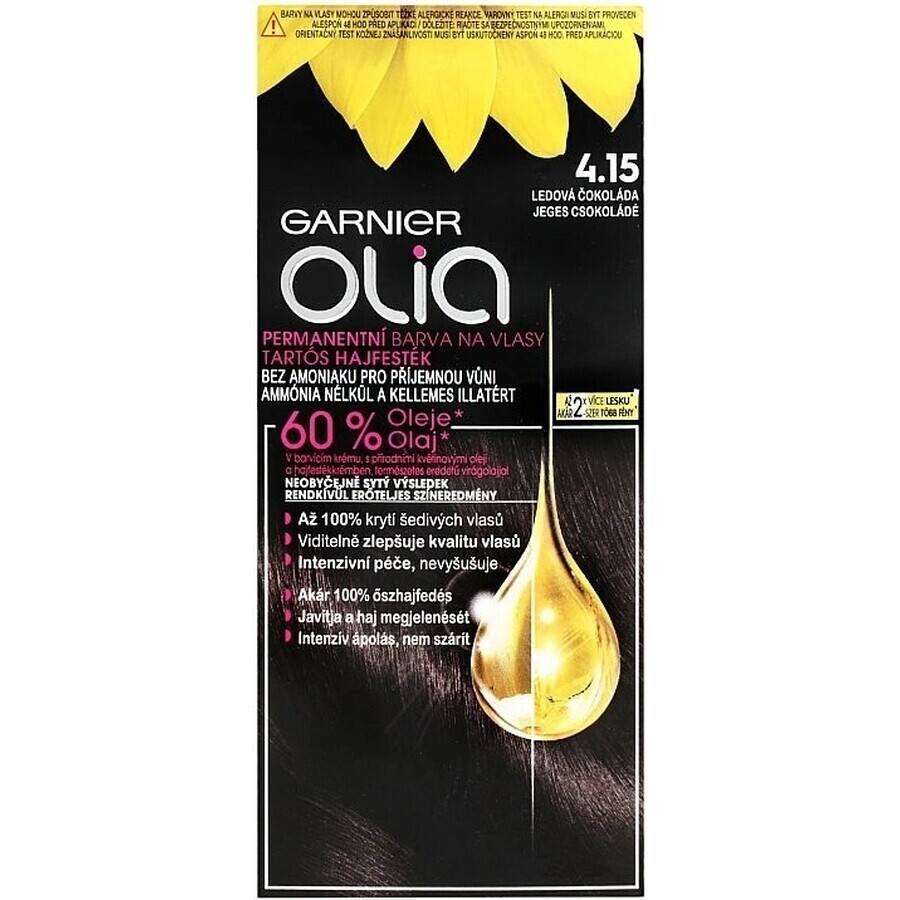 Garnier Olia Permanente Haarfarbe 4.15 Ice Chocolate 1×1 Set, permanente Haarfarbe