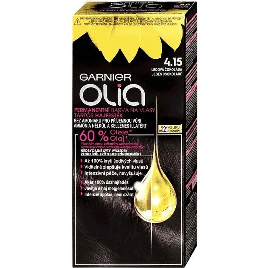 Garnier Olia Permanente Haarfarbe 4.15 Ice Chocolate 1×1 Set, permanente Haarfarbe