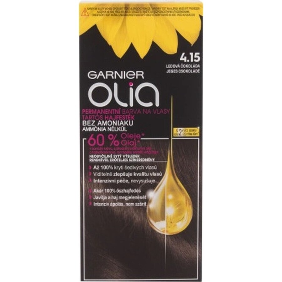 Garnier Olia Permanente Haarfarbe 4.15 Ice Chocolate 1×1 Set, permanente Haarfarbe