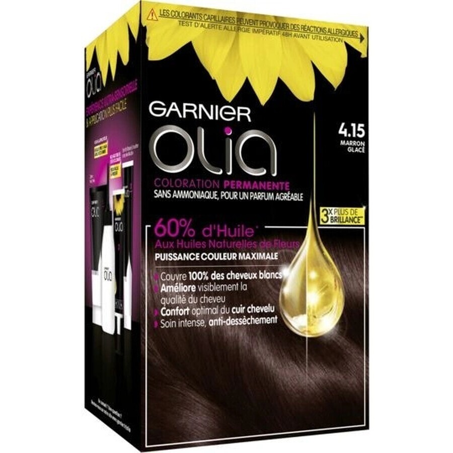 Garnier Olia Permanente Haarfarbe 4.15 Ice Chocolate 1×1 Set, permanente Haarfarbe