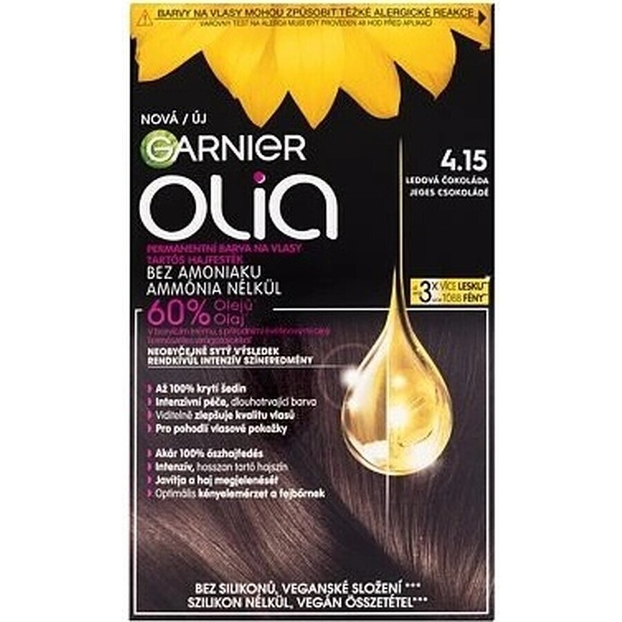 Garnier Olia Permanente Haarfarbe 4.15 Ice Chocolate 1×1 Set, permanente Haarfarbe