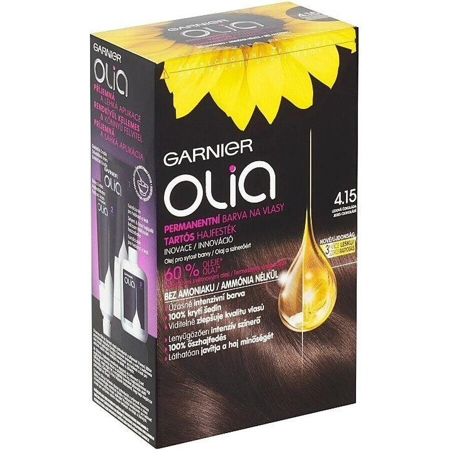 Garnier Olia Permanente Haarfarbe 4.15 Ice Chocolate 1×1 Set, permanente Haarfarbe