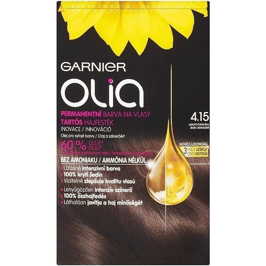 Garnier Olia Permanente Haarfarbe 4.15 Ice Chocolate 1×1 Set, permanente Haarfarbe