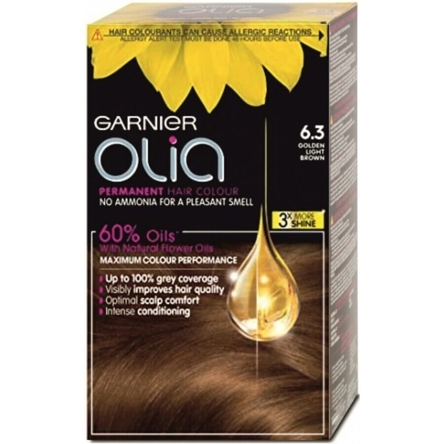 Garnier Olia Permanente Haarfarbe 16.3 Goldenes Hellbraun 1×1 Set, permanente Haarfarbe