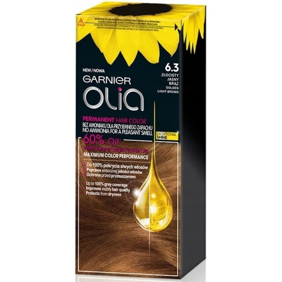 Garnier Olia Permanente Haarfarbe 16.3 Goldenes Hellbraun 1×1 Set, permanente Haarfarbe