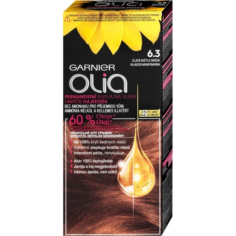 Garnier Olia Permanente Haarfarbe 16.3 Goldenes Hellbraun 1×1 Set, permanente Haarfarbe