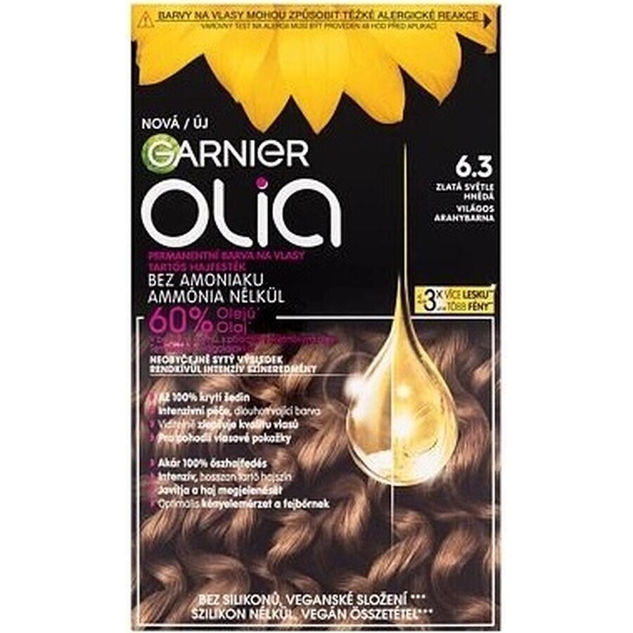 Garnier Olia Permanente Haarfarbe 16.3 Goldenes Hellbraun 1×1 Set, permanente Haarfarbe