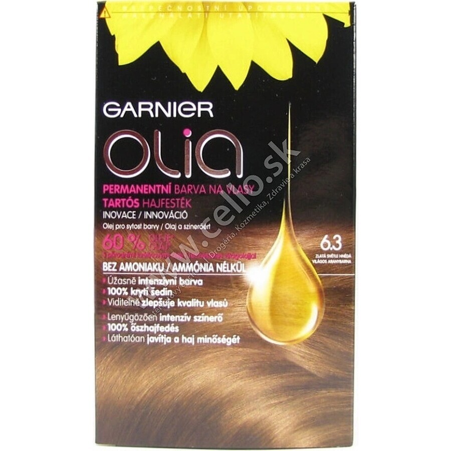 Garnier Olia Permanente Haarfarbe 16.3 Goldenes Hellbraun 1×1 Set, permanente Haarfarbe