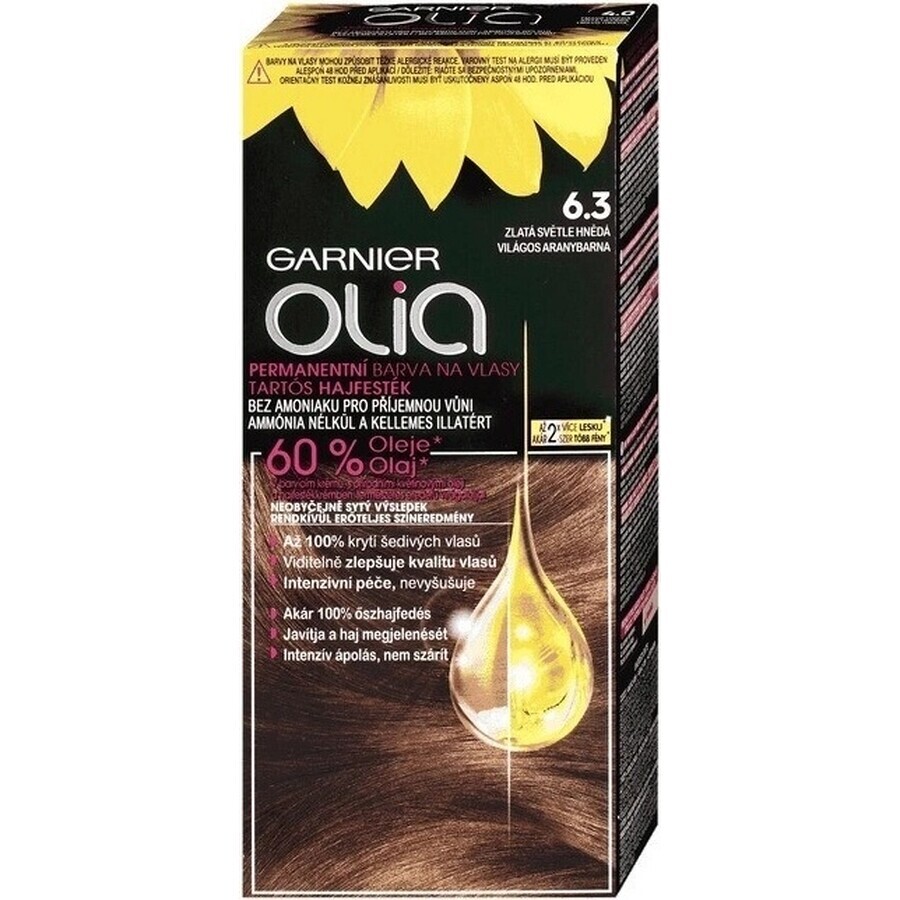 Garnier Olia Permanente Haarfarbe 16.3 Goldenes Hellbraun 1×1 Set, permanente Haarfarbe