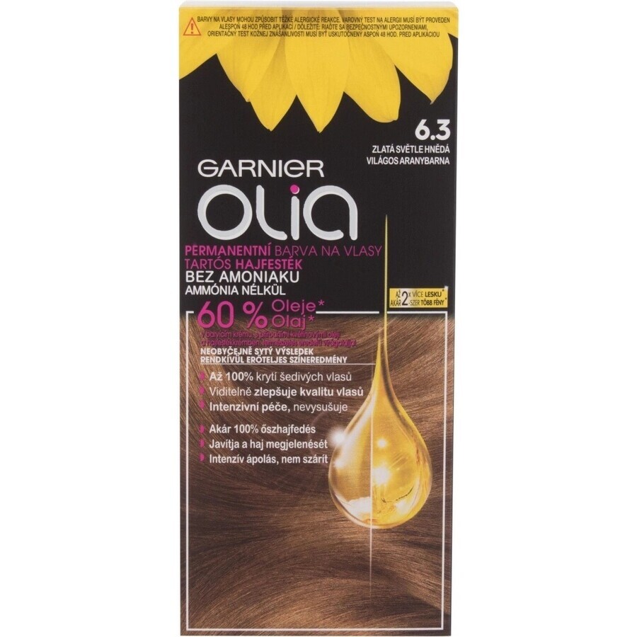 Garnier Olia Permanente Haarfarbe 16.3 Goldenes Hellbraun 1×1 Set, permanente Haarfarbe