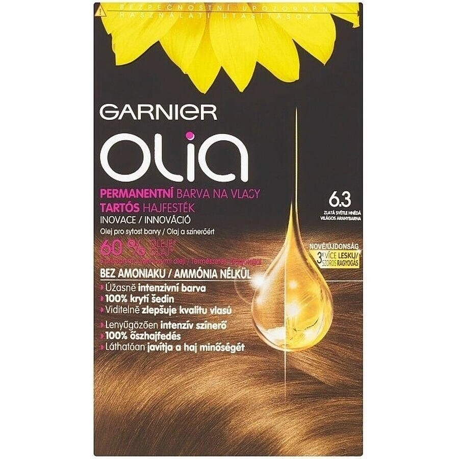 Garnier Olia Permanente Haarfarbe 16.3 Goldenes Hellbraun 1×1 Set, permanente Haarfarbe