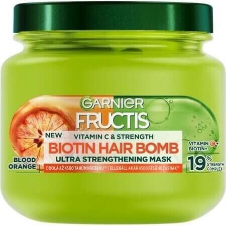 Garnier Fructis Fructis Vitamine & Kracht Ultra Versterkend Biotine Hair Bomb Masker voor zwak haar 1×320 ml, haarmasker