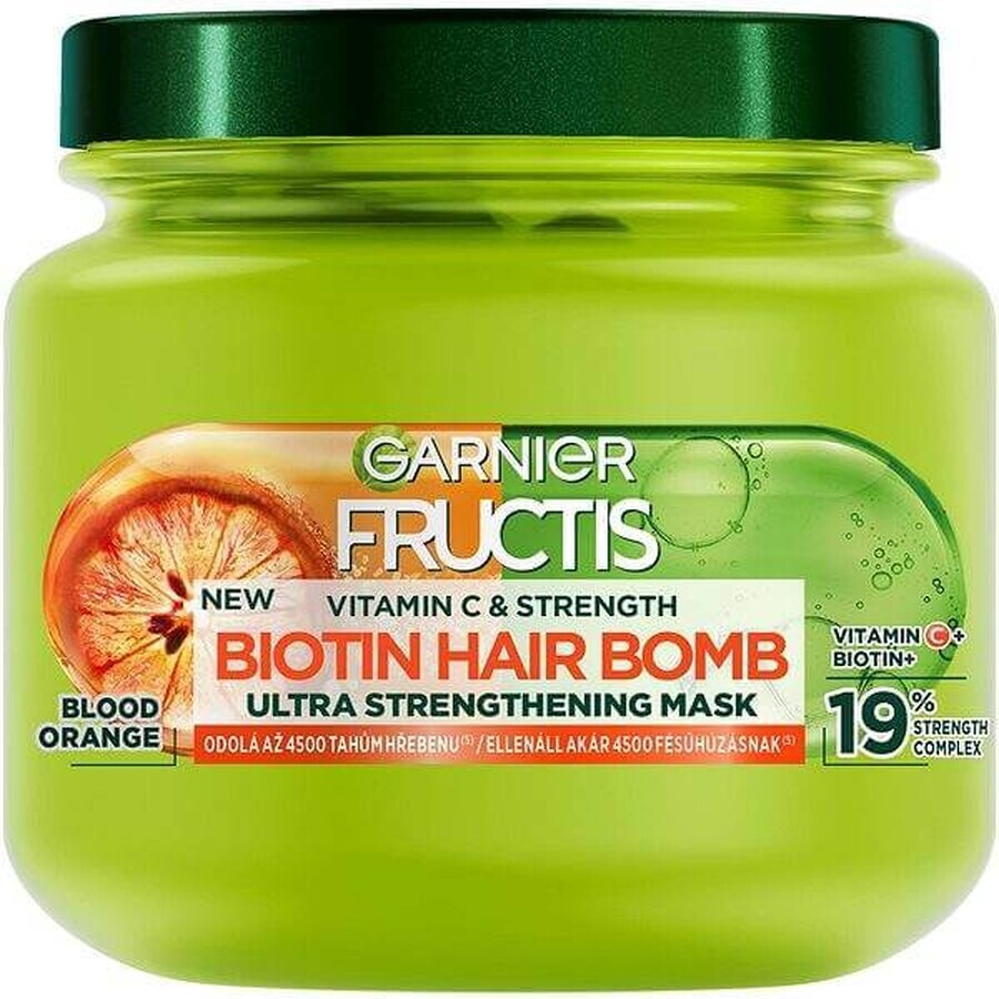 Garnier Fructis Fructis Vitamine & Kracht Ultra Versterkend Biotine Hair Bomb Masker voor zwak haar 1×320 ml, haarmasker