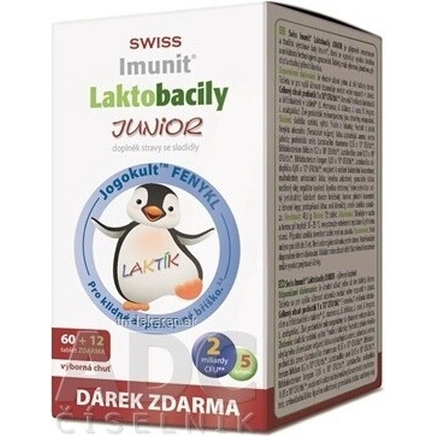 SWISS Lactobacilli JUNIOR Immunit + Vitamin D3 60+12 tbl.+ Geschenk 1×72 tbl, Vitamine