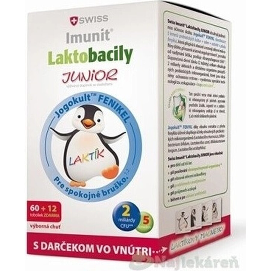 SWISS Lactobacilli JUNIOR Immunit + Vitamin D3 60+12 tbl.+ Geschenk 1×72 tbl, Vitamine