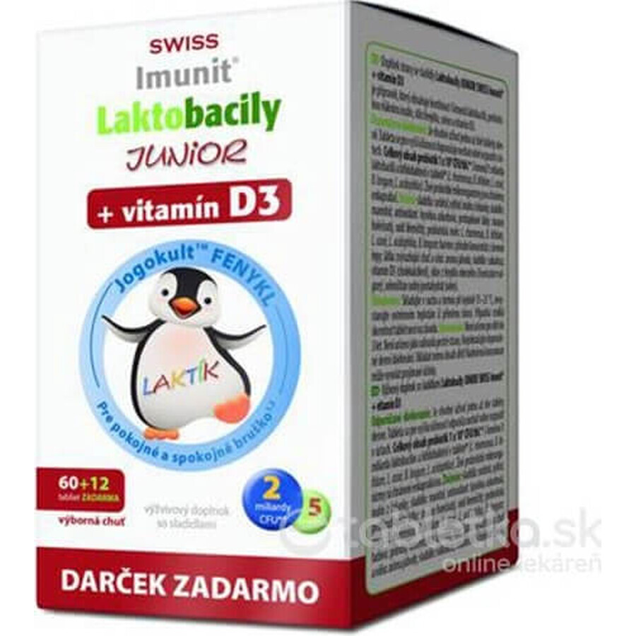 SWISS Lactobacilli JUNIOR Immunit + Vitamin D3 60+12 tbl.+ Geschenk 1×72 tbl, Vitamine