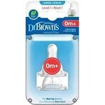 Dr.BROWN'S OPTIONS+ NIVEL 1 1×2 piezas, estrechas, tetinas de silicona 0m+