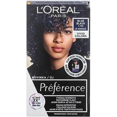 L'Oréal Paris Préférence Vivid Colors permanent hair color 1×1 set, Le Marais - Blue Black, 60+90+54 ml