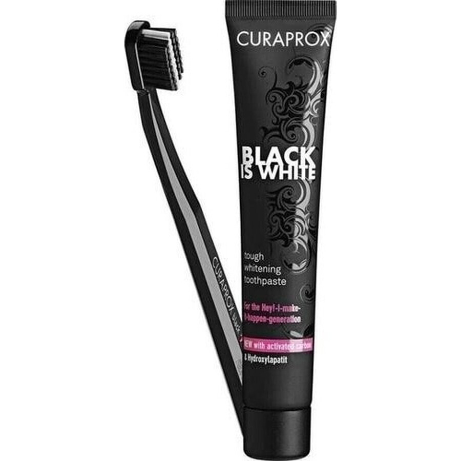 CURAPROX Black is White + CS 5460 1×1 set, 90 ml di dentifricio sbiancante + spazzolino CS 5460