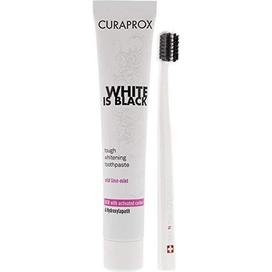 CURAPROX Black is White + CS 5460 1×1 set, 90 ml di dentifricio sbiancante + spazzolino CS 5460