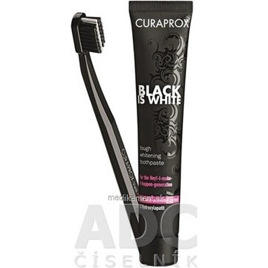 CURAPROX Black is White + CS 5460 1×1 set, 90 ml di dentifricio sbiancante + spazzolino CS 5460