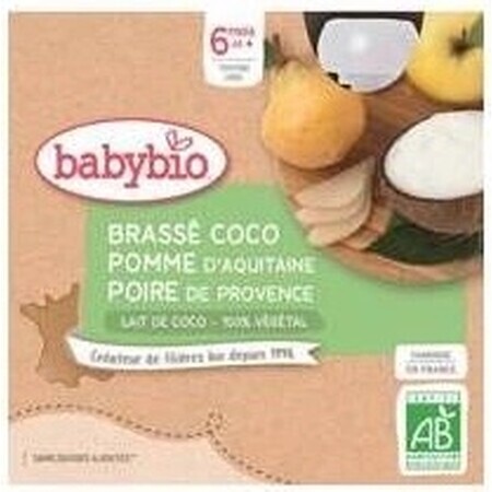 BABYBIO Dessert with coconut milk - apple and pear (4x 85 g) 4×85 g