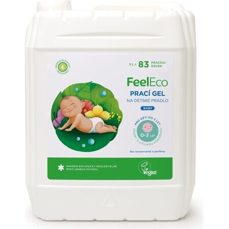 FeelEco Baby Waschgel (83 Waschgänge) 1×5 l, Baby Waschgel