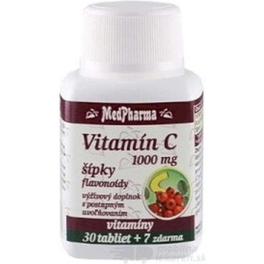 MedPharma VITAMINA C 1000 mg con rosa canina 1×37 tbl, rilascio graduale