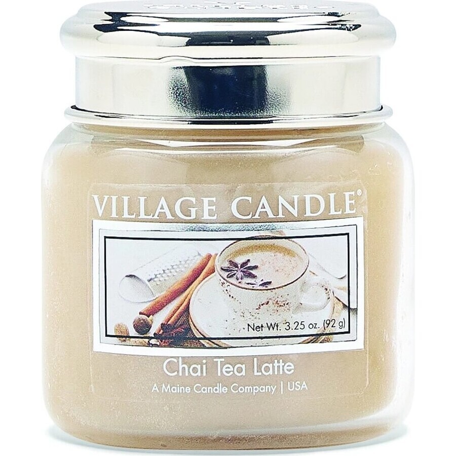 Village Candle Vela Perfumada en Botella - Chai Tea Latte - Té con leche y canela, grande 1×1 ud.