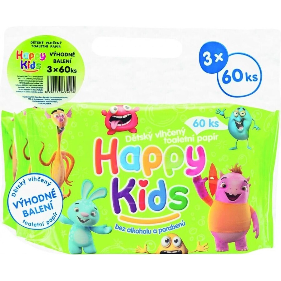 Happy Kids Kids Kids Vlhcene Tp 3x60pcs 3×60 pcs papier toilette