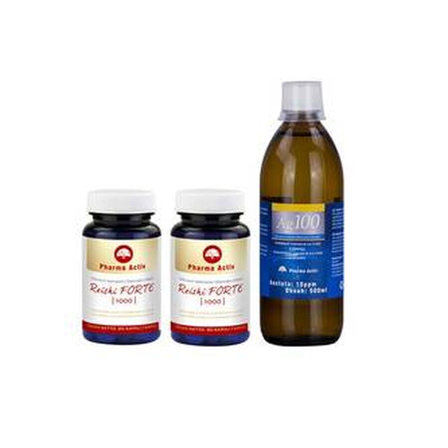 Pharma Activ Reishi forte 1000 ACCIÓN cps 2x90 uds + Plata coloidal Ag100 10ppm 500 ml, 1x1 set