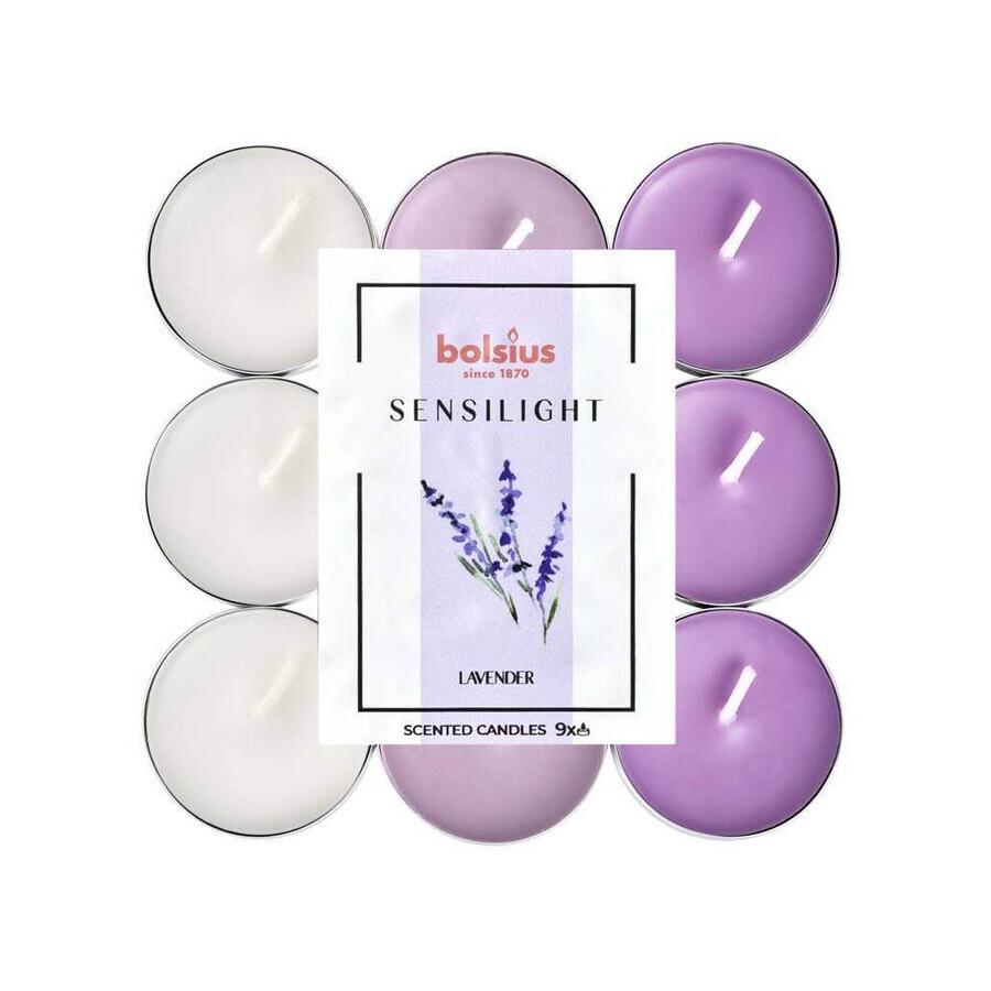 BOLSIUS Sensilight LAVENDER tea lights Sensilight LAVENDER 1×9 pcs, tricolor