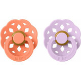 Natural rubber BIBS Boheme 2 pcs - size 1, Papaya / Violet Sky 1×2 pcs, natural rubber pacifiers