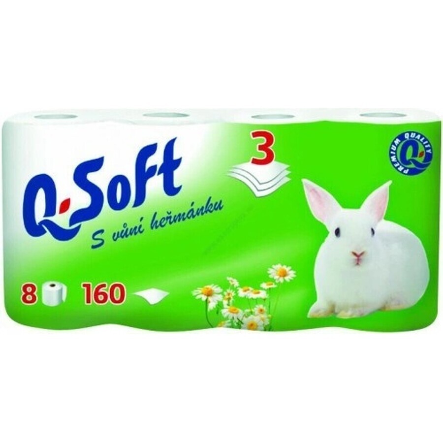 Q SOFT White 3-lagiges Toilettenpapier weiß 1×8 Stück, 160 Stück