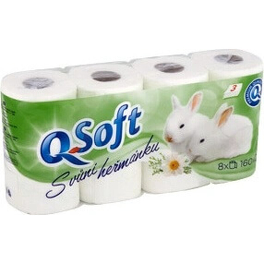 Q SOFT White 3-lagiges Toilettenpapier weiß 1×8 Stück, 160 Stück