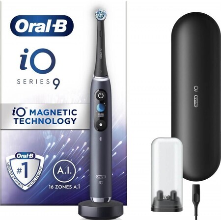 Oral B EK iO Series 9 Black onyx + toothbrush holder + travel case 1×1 set, electronic toothbrush