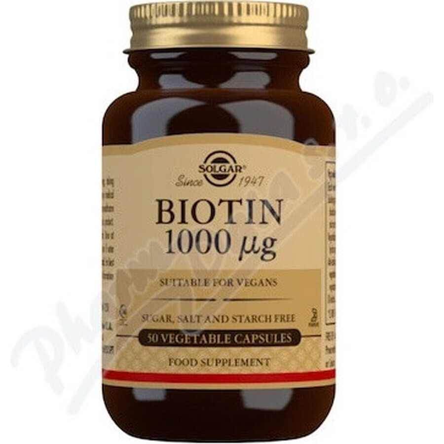 Solgar Biotin 1000 μg Für Haare und Haut 50 Kapseln 1×50 cps, Nahrungsergänzungsmittel