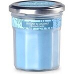 Emocio Bouteille bleue avec couvercle en étain Bougie parfumée au sel de mer et à la noix de coco 1×1 pc, taille 69 x 85 mm