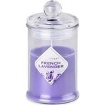 Emocio Frasco de vidrio 60×112 mm con tapa de vidrio Vela perfumada lavanda francesa 1×1 ud, vela perfumada