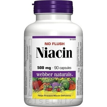 WEBBER NATURALS Niacin B3 500 mg nicht allergen! 1×90 cps, Nahrungsergänzungsmittel