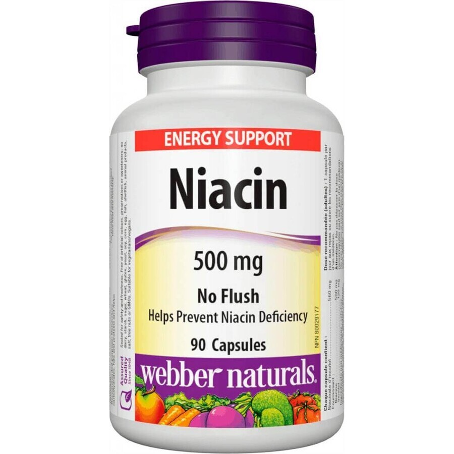 WEBBER NATURALS Niacin B3 500 mg nicht allergen! 1×90 cps, Nahrungsergänzungsmittel