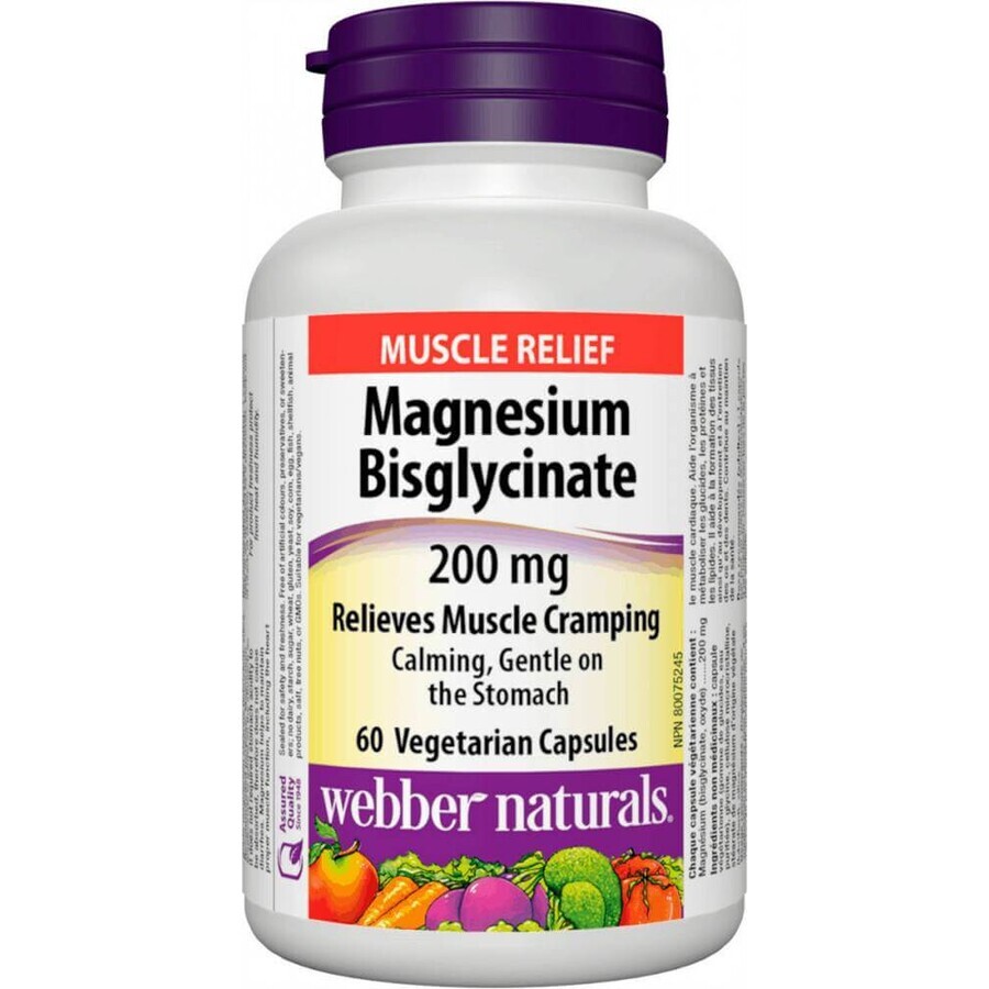 WEBBER NATURALS Magnesiumbisglycinaat 200 mg 1×60 cps, voedingssupplement