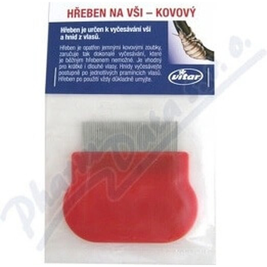 VITAR LICE COMB - METAL 1×1 buc, pentru pieptănarea păduchilor și a păduchilor din păr